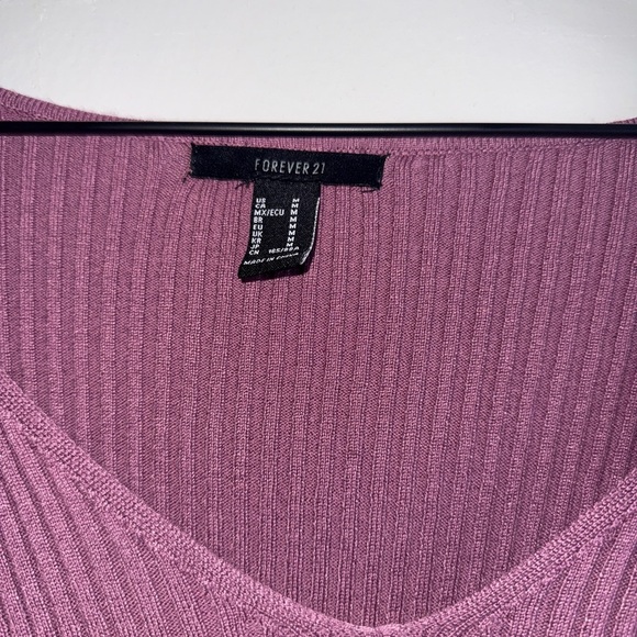 2/$15 Forever 21 Purple Ribbed Fitted Bodysuit - Picture 2 of 3